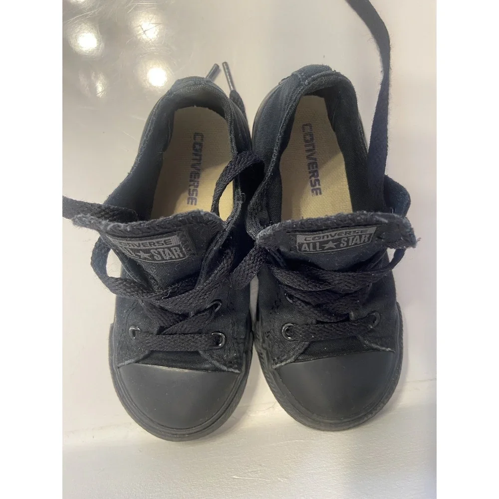 Converse All Star Chuck Low Youth Size 8 Black Casual Comfort Walking Sneakers